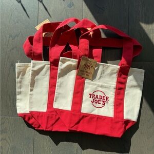 Trader Joe's Red Canvas Mini Tote Bags
